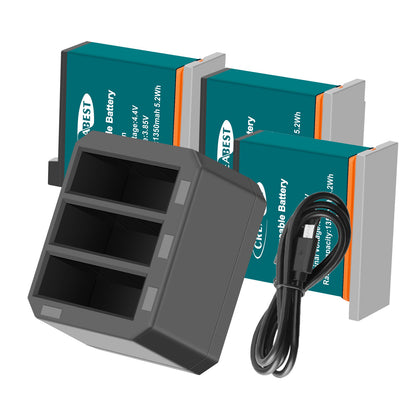 3x 1350mAh Batterie + Chargeur Rapide USB 3 Voies Pour DJI Osmo AB1 P01 PT1 Action