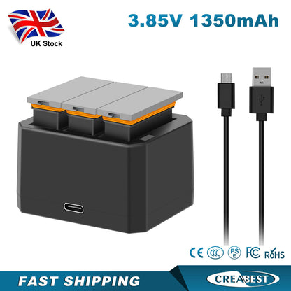 3x 1350mAh Batterie + Chargeur Rapide USB 3 Voies Pour DJI Osmo AB1 P01 PT1 Action