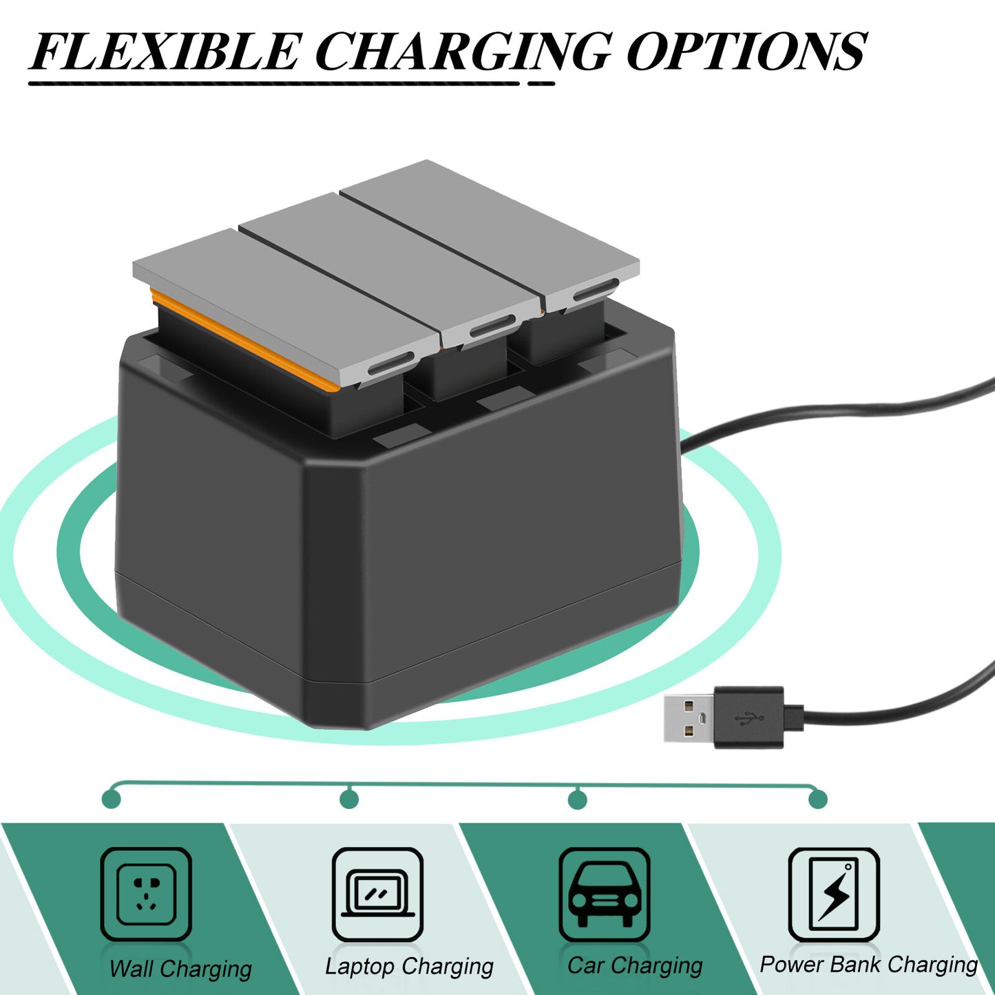 3x 1350mAh Batterie + Chargeur Rapide USB 3 Voies Pour DJI Osmo AB1 P01 PT1 Action