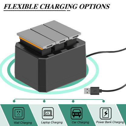 3x 1350mAh Batterie + Chargeur Rapide USB 3 Voies Pour DJI Osmo AB1 P01 PT1 Action