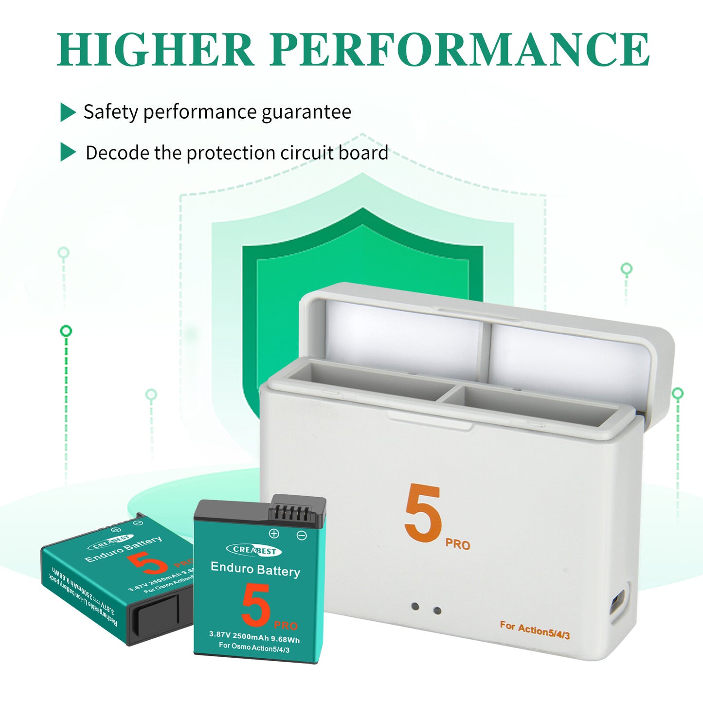 2x Batterie+Chargeur Action 4/3/5 Pro pour DJI Osmo Action 5 Pro, Action 4, Action 3