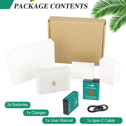 2x Batterie+Chargeur Action 4/3/5 Pro pour DJI Osmo Action 5 Pro, Action 4, Action 3