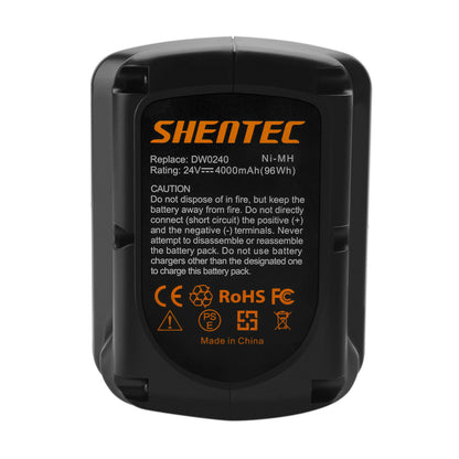 SHENTEC 24V 4000mAh Ni-MH Batterie de Remplacement pour Dewalt DE-24 DE0240 DE0241 DE0243 DW0242 DW0240 DW007