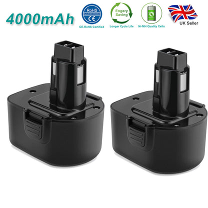 SHENTEC Pack de 2 Batteries Ni-MH 4000mAh 12V pour Dewalt DE9074 DW9071 DE9501 DE9075 DC981 DW9072