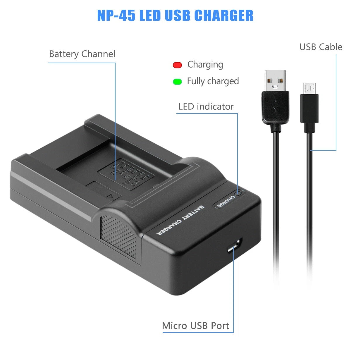 SHENTEC Batterie 3.6V 1200mAh pour Fujifilm NP-45, Olympus, Nikon EN-EL10 + Chargeur