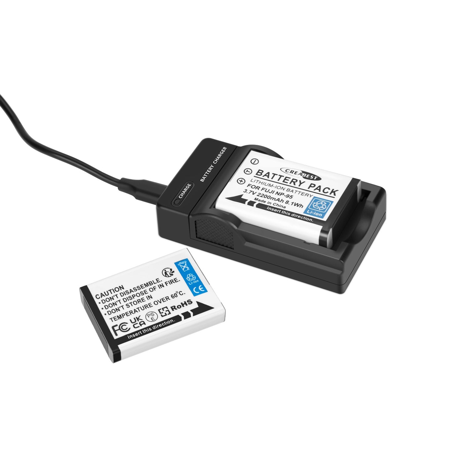 2x NP-95 NP95 3.7V Batterie+Chargeur pour Fujifilm Finepix F30 F31 F31fd X100 X100s