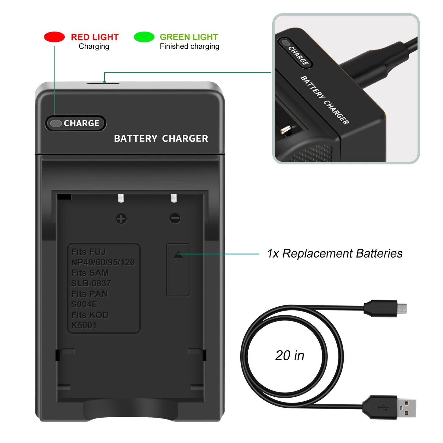 2x NP-95 NP95 3.7V Batterie+Chargeur pour Fujifilm Finepix F30 F31 F31fd X100 X100s