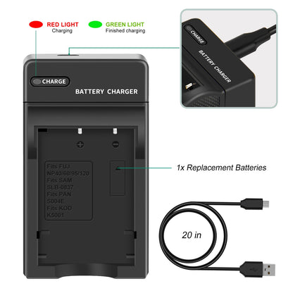 2x NP-95 NP95 3.7V Batterie+Chargeur pour Fujifilm Finepix F30 F31 F31fd X100 X100s