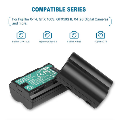 2x Batterie NP-W235 + Chargeur Double Pour Fujifilm GFX 100S 50S II X-H2S X-T5 XT4 X-T4