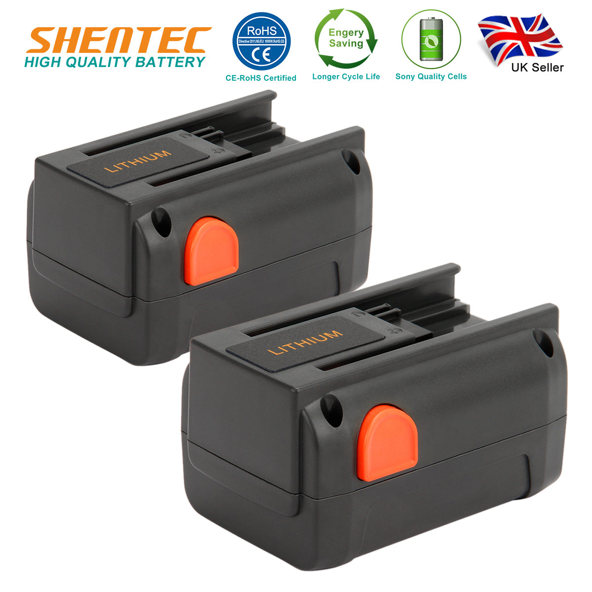SHENTEC 2X 3000mAh 18V Batterie Li-ion pour Gardena ERGOCUT 48 LI 8878 8839 8835-20 8835-U
