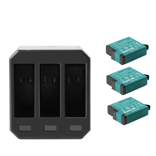 3 pièces Batterie AHDBT-501 601 701 pour GoPro HERO 7 HERO 6 HERO 5 Black + Chargeur triple