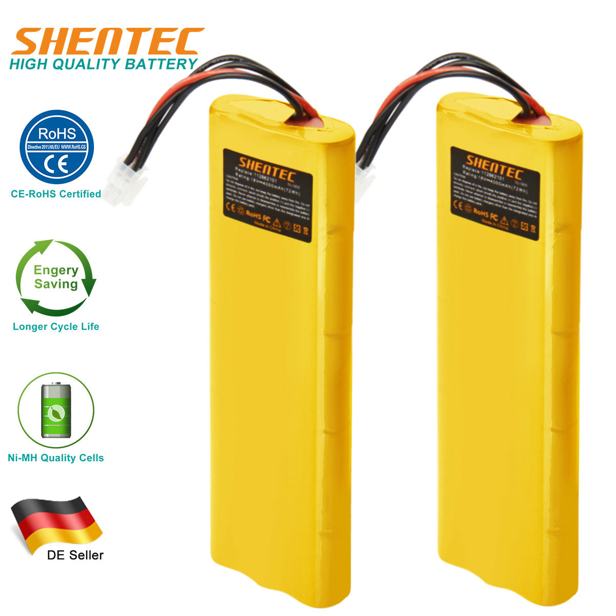 SHENTEC 2x Batteries 4000mAh 18V Ni-MH Pour Husqvarna Automobil 210C 220AC 230ACX G2 2004-2006
