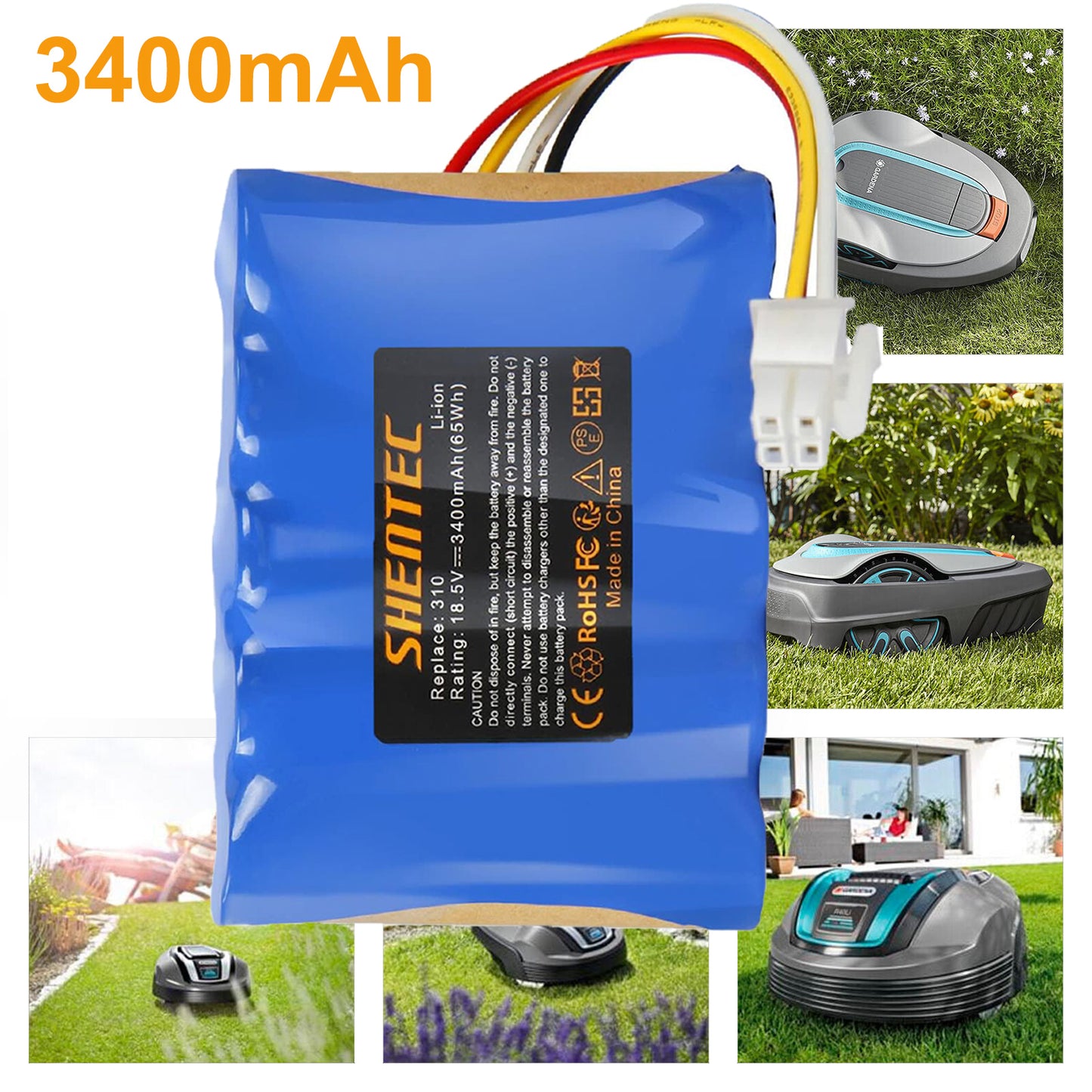SHENTEC 18.5V 3.4Ah BATTERIE LI-ION POUR Husqvarna 584 85 28-01 Gardena Sileno R100Li R130L