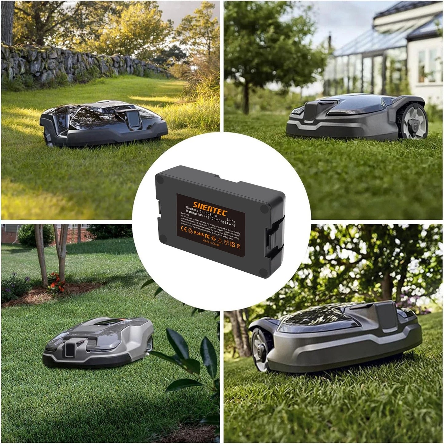 SHENTEC 3500mAH 18V Li-Ion Batterie pour Gardena Sileno 2020 City 2018 Sileno+R100L