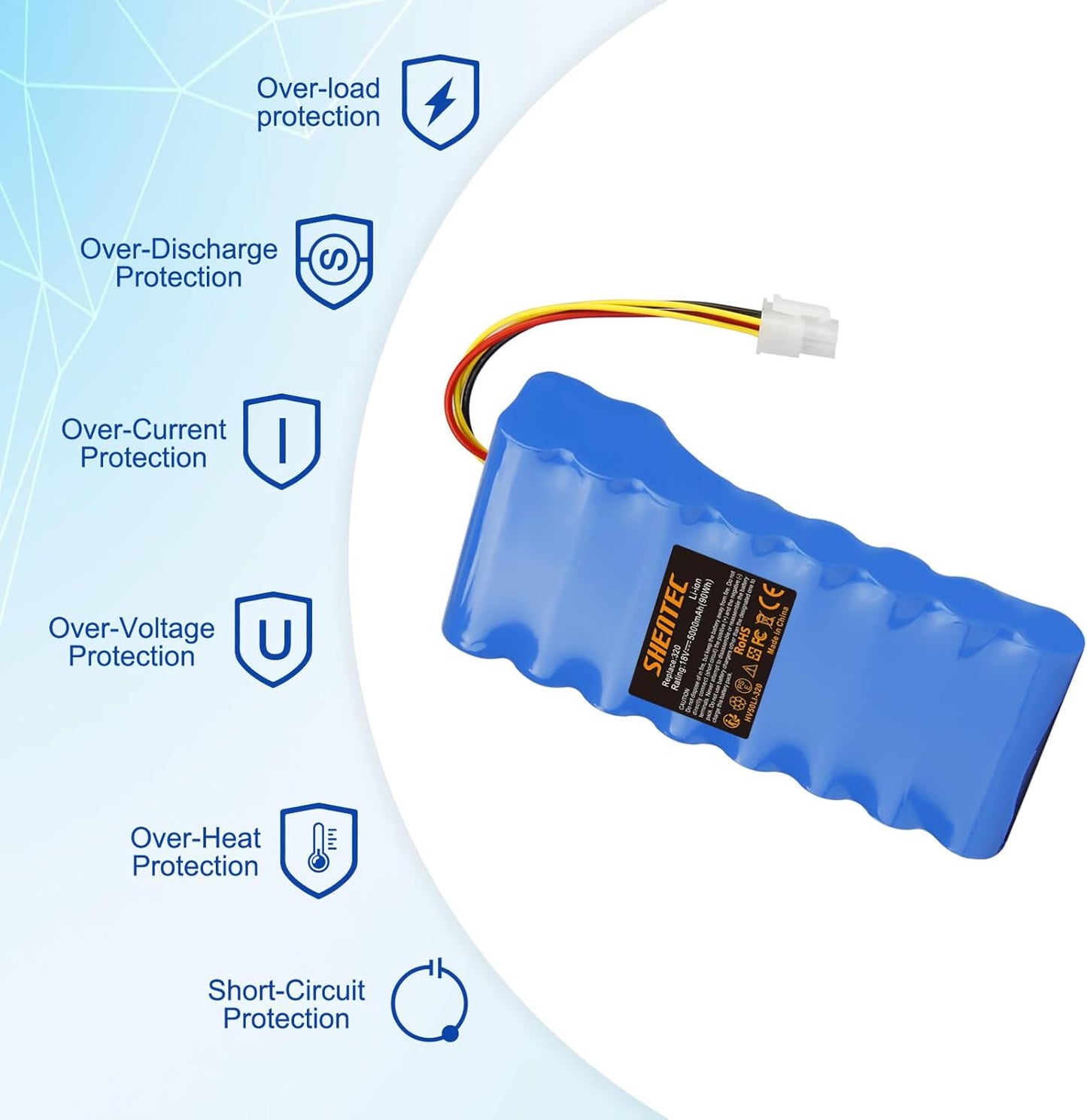 SHENTEC Batterie Li-ion 18V 5000mAh pour Husqvarna Automower 320/430X/440/450X/520/550 589 58 52-01/589 58 57-01/588 14 64-01/588 14 64-02