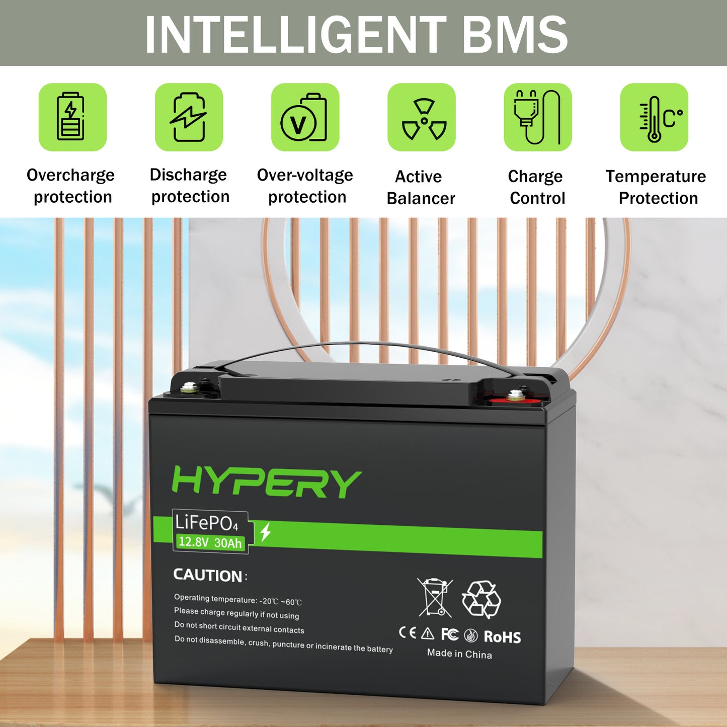 30Ah 12.8V LiFePO4 Lithium Battery BMS Deep Cycle For RV Solar Leisure Off-Grid