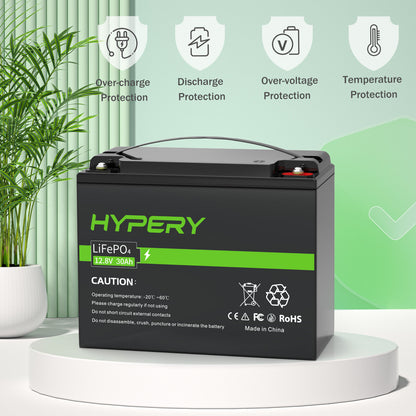 30Ah 12.8V LiFePO4 Lithium Battery BMS Deep Cycle For RV Solar Leisure Off-Grid