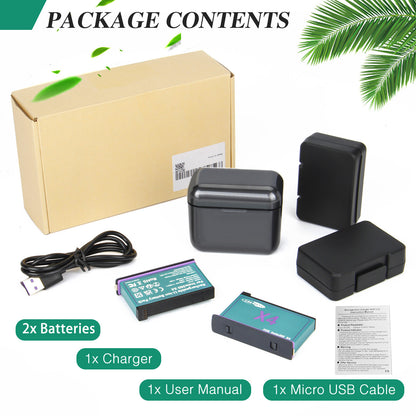 2x batterie de rechange 3.0Ah 3.85V JH-X4 + chargeur Power Box pour caméra d'action Insta360 X4