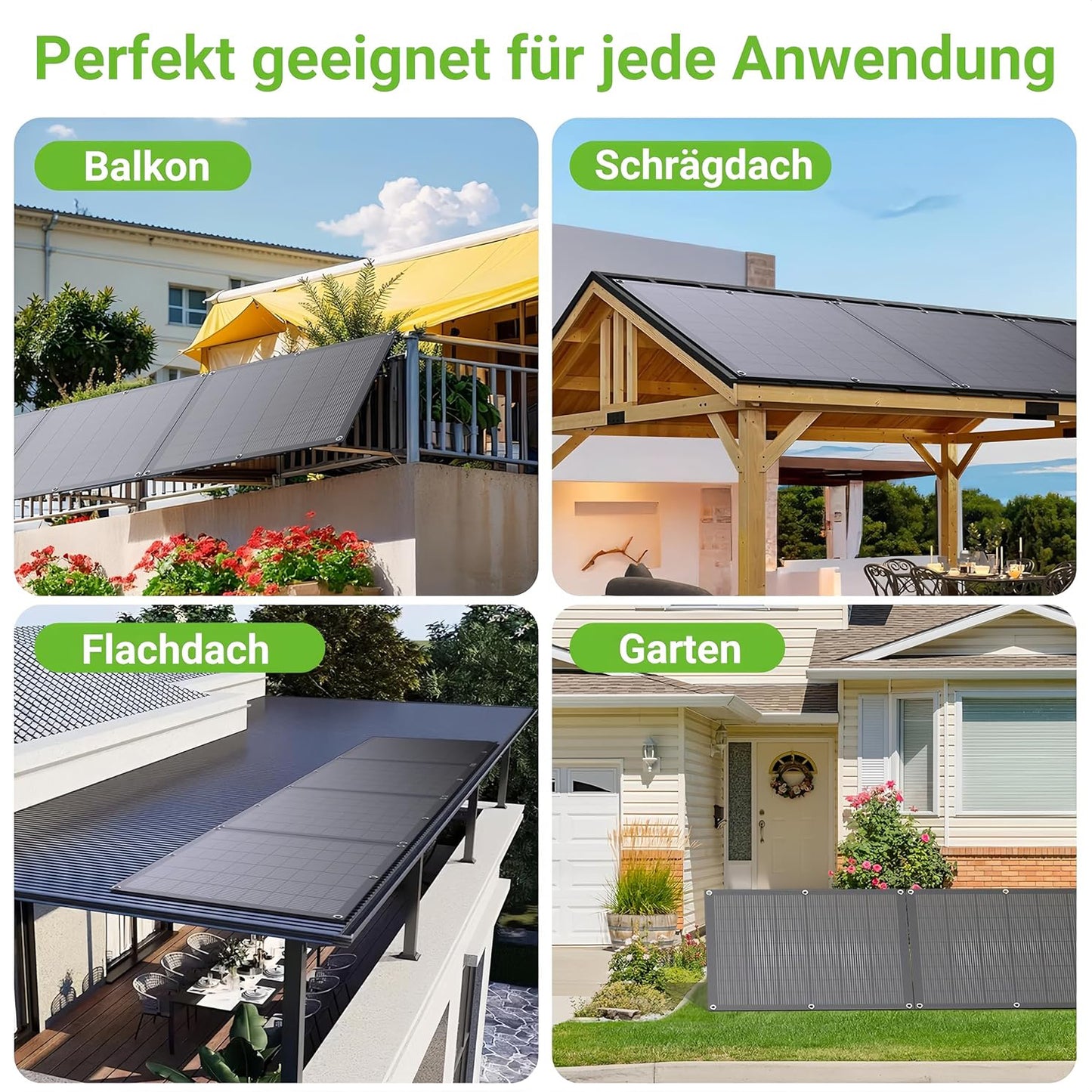 Balcony Power Station Kit Solaire Flexible 800 W avec 4 Panneaux Solaires Flexibles de 200 W et Onduleur 800 W, Plug and Play avec Câble CA de 5 m