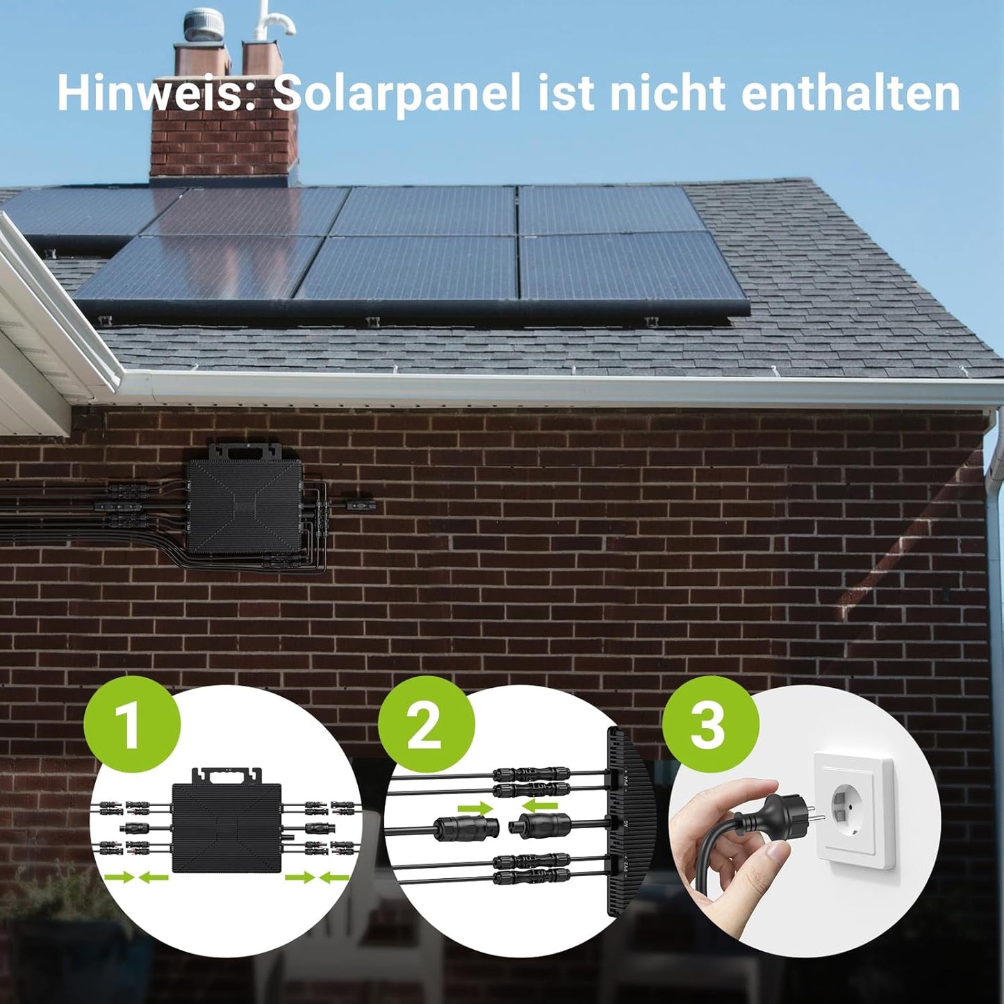 Micro-onduleur 1600 W, centrale électrique de balcon avec WiFi, Plug & Play, contrôle via application, câble AC 5 m, onduleur PV