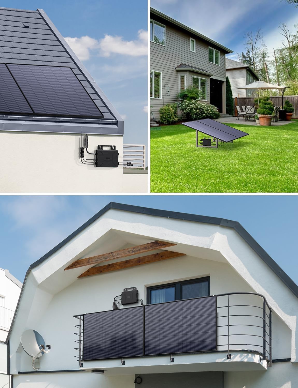 Micro-onduleur 800 W, centrale de balcon avec Wi‑Fi, Plug & Play, contrôle via application, câble CA de 5 m, onduleur PV