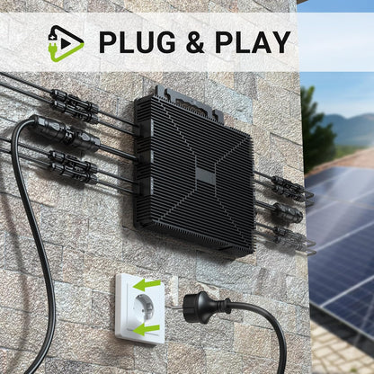 Micro-onduleur 800 W, centrale de balcon avec Wi‑Fi, Plug & Play, contrôle via application, câble CA de 5 m, onduleur PV