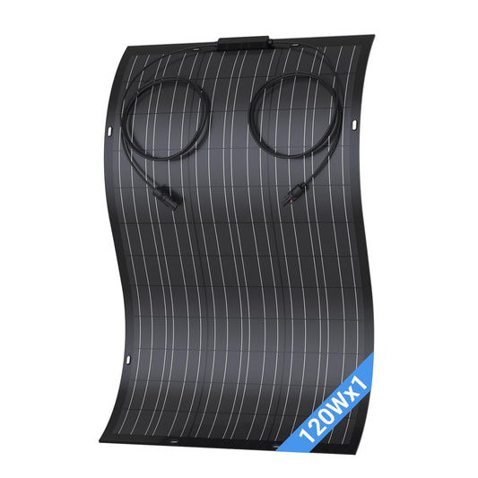 Panneau solaire flexible 120 W, 1 x module solaire flexible monocristallin 120 W pour balcon, cellule photovoltaïque IP67 hors réseau pour camping-car, voiture, abri, toit, bateau