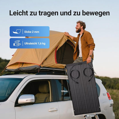 Panneau solaire flexible 120 W, 1 x module solaire flexible monocristallin 120 W pour balcon, cellule photovoltaïque IP67 hors réseau pour camping-car, voiture, abri, toit, bateau