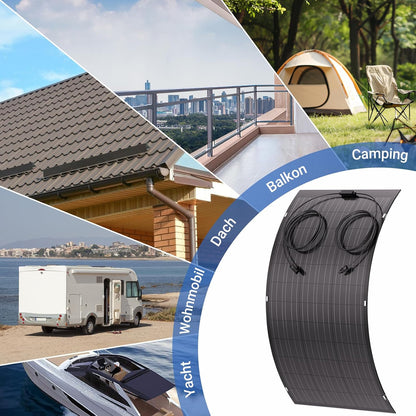 Panneau solaire flexible 120 W, 1 x module solaire flexible monocristallin 120 W pour balcon, cellule photovoltaïque IP67 hors réseau pour camping-car, voiture, abri, toit, bateau