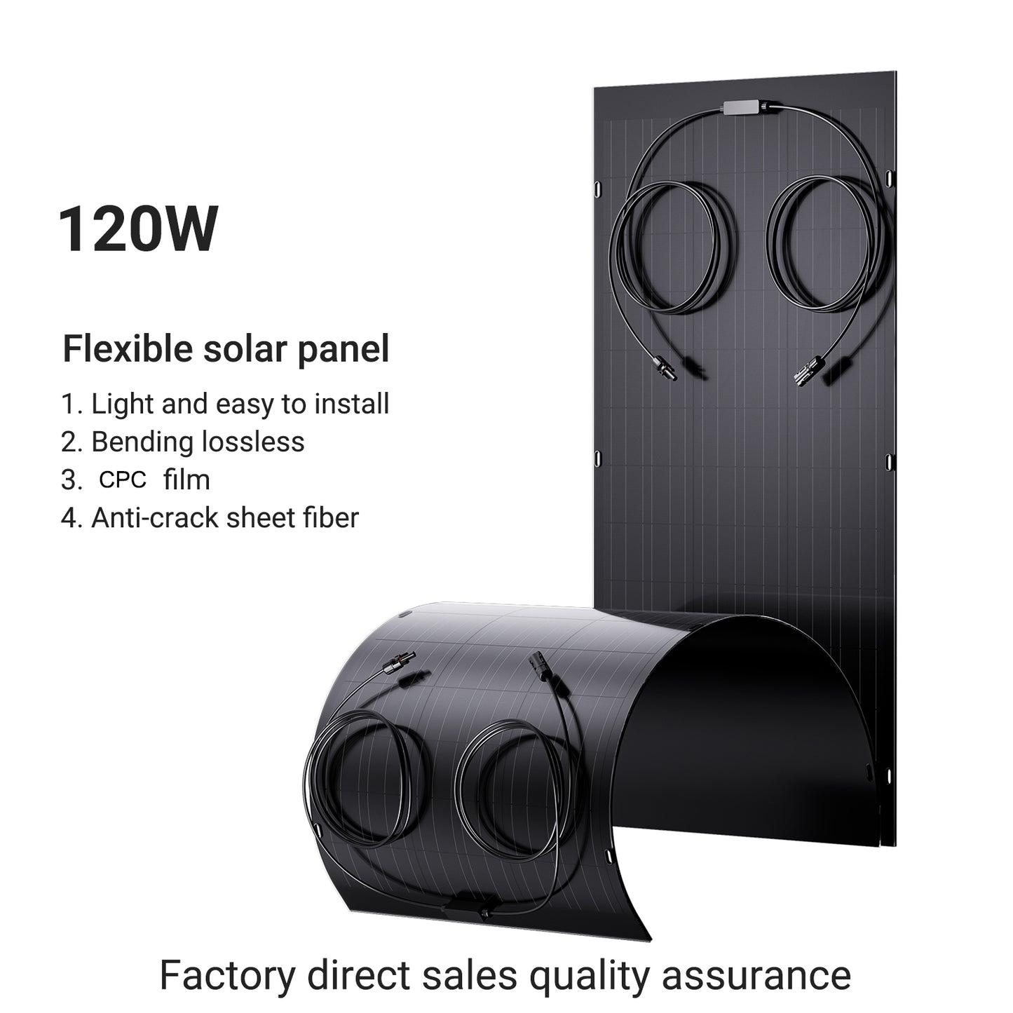 txt
Kit de panneau solaire flexible 240 W, 2 modules de cellules solaires flexibles 120 W, IP67 pour balcon, camping-car, voiture, abri, toit, bateau, hors réseau