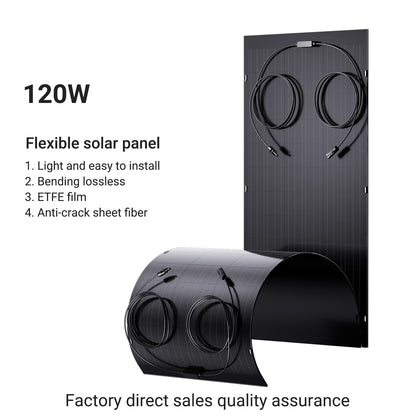 txt
Kit de panneau solaire flexible 240 W, 2 modules de cellules solaires flexibles 120 W, IP67 pour balcon, camping-car, voiture, abri, toit, bateau, hors réseau