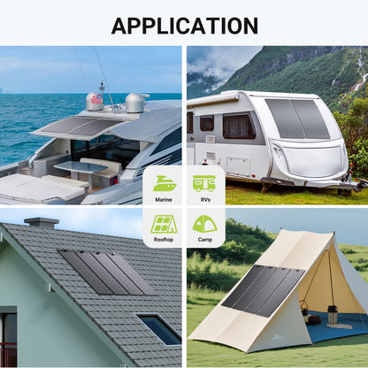 txt
Kit de panneau solaire flexible 240 W, 2 modules de cellules solaires flexibles 120 W, IP67 pour balcon, camping-car, voiture, abri, toit, bateau, hors réseau