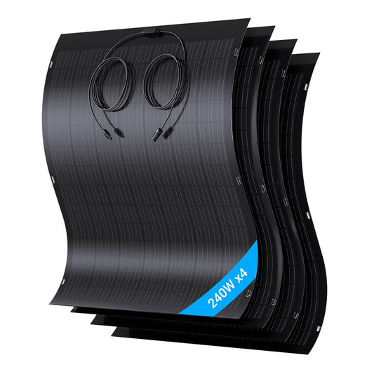 Kit de panneaux solaires flexibles 960 W, 4 modules solaires flexibles de 240 W, IP67, cellule photovoltaïque hors réseau, pour camping-car, voiture, abri, toit, bateau, balcon