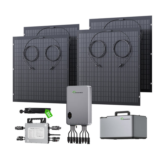 Station d’énergie de balcon 800 W, kit solaire flexible avec 4 panneaux solaires de 200 W, onduleur 800 W, hub intelligent 1600 W et boîtier d’alimentation 1024 Wh