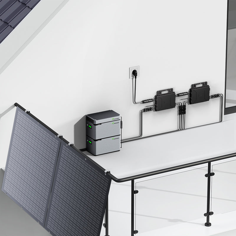 Balcony Power Station 800W Flexible Solar Kit With 4 x 200 W Solar Panel & Inverter 800W,1600W Smart Hub &2 X 1024WH Power Box