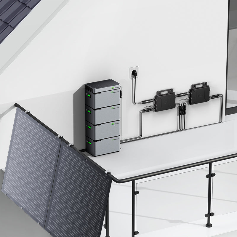 Balcony Power Station 800W Flexible Solar Kit With 4 x 200 W Solar Panel & Inverter 800W,Smart Hub &4 X 1024WH Power Box