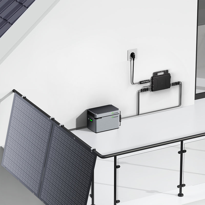 Station d’énergie de balcon 800 W, kit solaire flexible avec 4 panneaux solaires de 200 W, onduleur 800 W, hub intelligent 1600 W et boîtier d’alimentation 1024 Wh