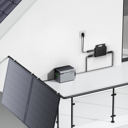 Station d’énergie de balcon 800 W, kit solaire flexible avec 4 panneaux solaires de 200 W, onduleur 800 W, hub intelligent 1600 W et boîtier d’alimentation 1024 Wh