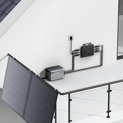 Station d’énergie de balcon 800 W, kit solaire flexible avec 4 panneaux solaires de 200 W, onduleur 800 W, hub intelligent 1600 W et boîtier d’alimentation 1024 Wh