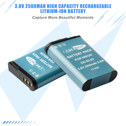 2X EN-EL23 Batterie & Chargeur pour Nikon Coolpix P900 S810c B700 P600 P610 P610s