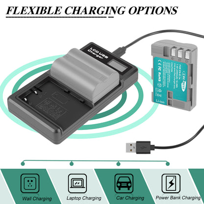 2 batteries EN-EL3E 2,2 Ah + chargeur double pour Nikon D70 D70S D100 D50 D90 D700 D300
