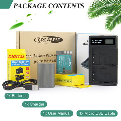 2 batteries EN-EL3E 2,2 Ah + chargeur double pour Nikon D70 D70S D100 D50 D90 D700 D300
