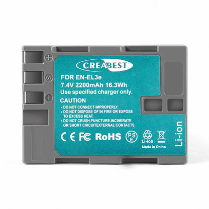 2 batteries EN-EL3E 2,2 Ah + chargeur double pour Nikon D70 D70S D100 D50 D90 D700 D300