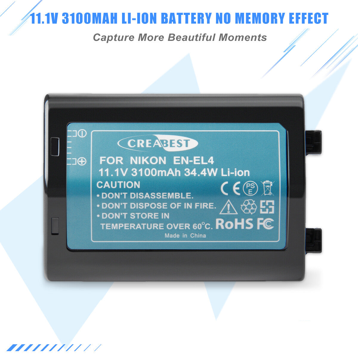 Batterie 3100mAh EN-EL4 pour Nikon EN-EL4e F6 D2X D2Xs D2H D2Hs D3 D3S D3X EN-EL4a