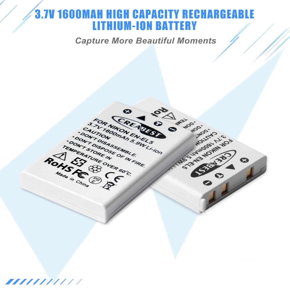 2x batterie EN-EL5 1600mAh + chargeur double pour Nikon Coolpix P520 P100 P510