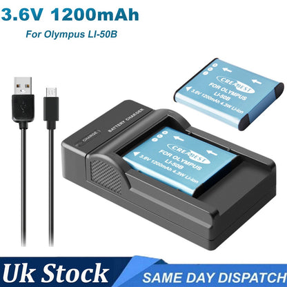 Chargeur USB 2x Li-50B pour Olympus SZ-30 SZ-20 XZ-10 SP-800UZ SP-815UZ