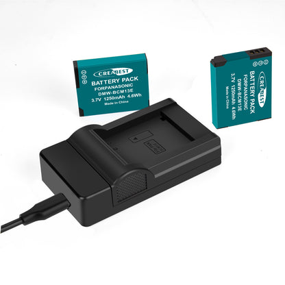 2 Pièces DMW-BCM13 1250mAh Chargeur De Batterie Pour Panasonic Lumix DMC-TZ40S ZS50 ZS30W