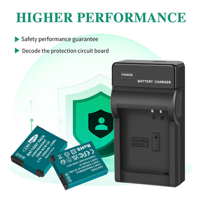 2 Pièces DMW-BCM13 1250mAh Chargeur De Batterie Pour Panasonic Lumix DMC-TZ40S ZS50 ZS30W