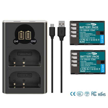 2x Batterie DMW-BLF19 et chargeur LCD pour Panasonic Lumix GH3 GH4 GH5 GH5M2 GH5S G9