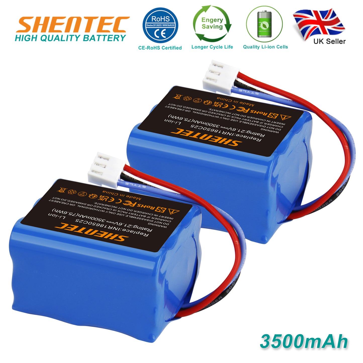 SHENTEC Batterie Li-Ion 2x3.5Ah 21,6V pour Philips FC6721/01 FC6722/01 FC6723 FC6726 FC6729